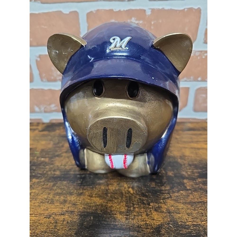 Vtg Milwaukee Brewers 90s Coin Plastic Pig Baseball Piggy Bank MLB Collectible‎